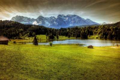 Geroldsee 巴伐利亚 森林 自然 湖 全景 天堂 景观