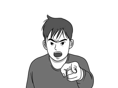 生气的 男人 手指 指点 绘画