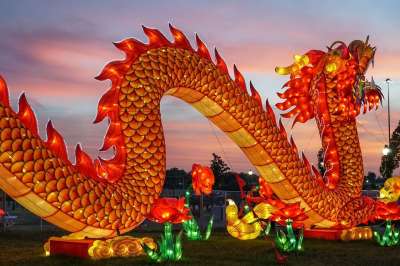 龙 中国人 灯笼 中国彩灯 中国 亚洲人 东方的 象征 文化