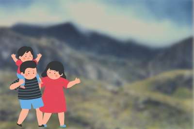 家庭 冒险 自然 一起 爱 关心 山 户外 父母 儿子