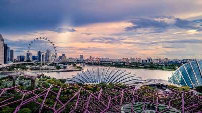 新加坡 海湾花园 日出 景观 花园市 地标 水边 新加坡 新加坡