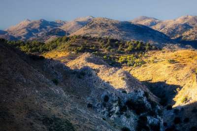 克里特岛 希腊 岛 十月 自然 景观 山 谷 暮光 外表