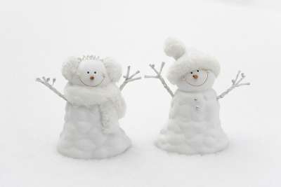 雪人 雪 冬天 夫妻 季节 寒冷的 可爱的