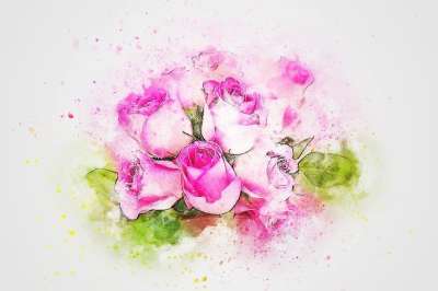 花朵 花束 玫瑰 艺术 自然 抽象 水彩 优质的 春天 浪漫的