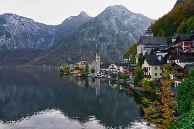 Hallstatt 奥地利 湖 山 镇 萨尔茨卡默古特 村庄