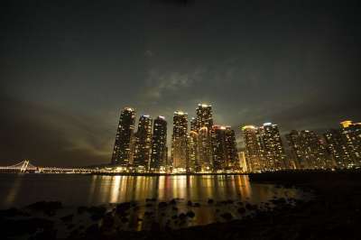 建筑 高层建筑 海滩 夜景 城市 摩天大楼 建筑学 釜山 光